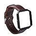 KADES Genuine Leather Retro Cowhide Bands with Stainless Steel Frame Compatible for Fitbit Blaze Smart Watch, Coffee Band+Black Frame(Silver Clasp)- Small