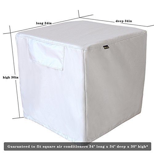 [Mr.You]Square Air Conditioner Cover Heavy Duty Waterproof Durable For outdoor 5 YR Warranty Year Around Protection Silver W34inH30inD34in - Thumbnail 2