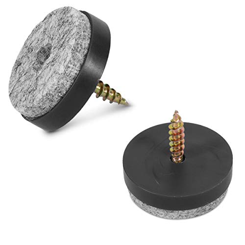 Navaris Felt Pads for Furniture (50 Pieces) Round Screwin Sliders for Chair Legs, Feet