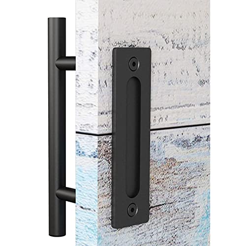 EaseLife 2 Pack Sliding Barn Door Handles | 12 Inch Square Pulls | Matte Black Heavy Duty Hardware