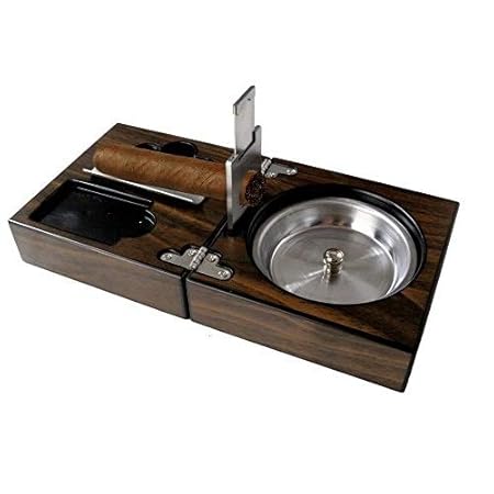 Monsiter Holz Zigarre Aschenbecher Set mit Zigarrenschneider Faltbarer Aschenbecher