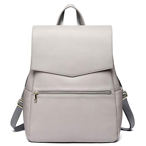 HaloVa Diaper Bag, Baby Nappy Backpack, Premium Leather Women's Travel Bag, Mommy Maternity Shoulder Bag with Baby Changing Pad, Stroller Straps and Milk Bottle Pouch, Light Gray, Small