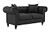 Divano Roma Furniture Classic Linen Fabric Scroll Arm Tufted Button Chesterfield Style Loveseat Couch (Dark Grey)