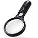 Dicfeos 3X/45X Magnifying Glass with 3 LED Book Light, 75mm Anti-Scratch Optical Grade Glass Lens, 4.1 Ounce Lightweight, Brings Fun for Kids and Elders (Black)