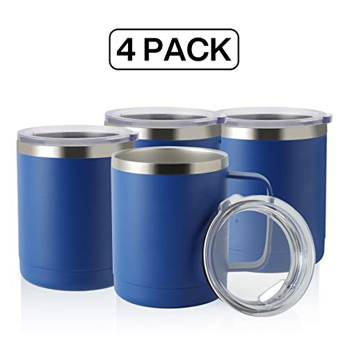 GuatemalaDigital.com: ONEB 12oz/4Pack Tumbler Stainless Steel Coffee Mug  with Handle - Double Wall Vacuum Cup wth Lid for Hot & Cold Drinks (Navy,4  Pack) (Color: Navy, Tamao: 4 Pack) : Cocina -