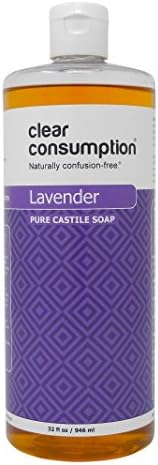 32 oz Lavender Clear Consumption Pure Liquid Castile Soap - For Ingredient-Conscious Consumers - Made from USDA Organic Vegetable Oils - Highly Concentrated and Long Lasting