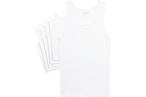 Rene Rofe Girls Tank Tops - 6 Pack 100% Cotton Scoop Neck Tank Tops for Girls - Classic Sleeveless Undershirts (Sizes: 2T-14)