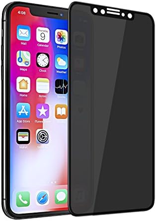 Apple Iphone X (10) Privacy Screen Protector, Top Glass Iphone X Premium [3D Curved] [Case Friendly] [Anti-Scratch] 9H Hardness Tempered Glass Film Screen Protector for Iphone X (10) (Black)