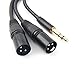 SiYear Profession 6.35mm (1/4inch) TRS Male Plug to 2 Dual XLR Male Microphone Stereo Unbalanced Audio Converter Adapter Y Splitte Cable Cord （5FT/1.5M