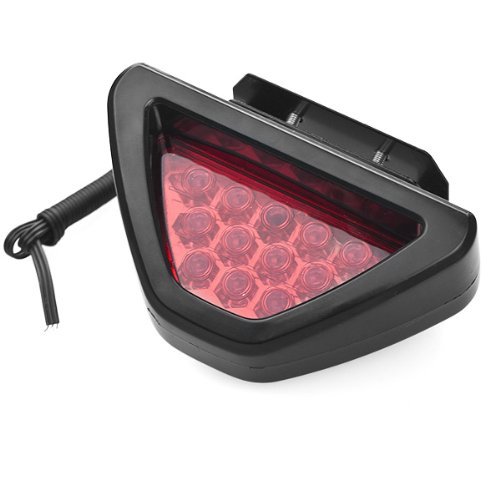 Super Bright F1 Style 12 LED Clamp Flash Mount Strobe 3rd Third Blinking Triangle Taillamp Stop Light Red Len