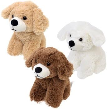 Super Soft 5" Plush Puppies Bundle: 3 Items - 1 Each Dark Brown, Tan and White