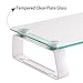 New Glass TV Stand Computer Monitor Riser (05433AA) for 13'' to 32'' LCD LED TV Save Space Destop Stand, Thick Tempered Clear Plate Glass,Max Load 44lbs,White.Power by ProHT-White