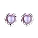 Stunning Flawless Pearl Stud Earrings & Silver Chain Pendant Set| Impeccable Quality Natural, Flawless Freshwater Pearl & 925 Sterling Silver| The Most Unique Fashion Jewelry Set (3 | Purple Pearls)