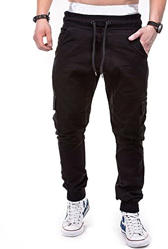 COPPEN Men Pant Sport Pure Color Bandage Casual Loose Sweatpants Drawstring