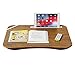 HOME BI Portable Lap Desk Laptop Table Tray Bed Table with Handle, Phone Holder, Built-in Laptop Stop Bar, Pillow Foam Cushion,18.5L x 14.96W x 2.17H Inch, Brownthumb 1