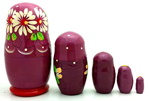 Russian Nesting Doll Matryoshka Hand Painted Nesting Doll set of 5 / Traditional 4 inch Tall