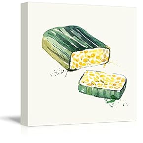 Square Canvas Wall Art - Tempeh Watercolor | Fruits Watercolor Art and Illustrations - Giclee Print Gallery Wrap Modern Home Art Ready to Hang - 12x12 inches