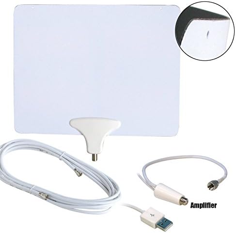 Luxtronic 50 Miles Amplified HDTV Antenna with USB Power Supply and 15 Feet Coaxial Cable - White/Black