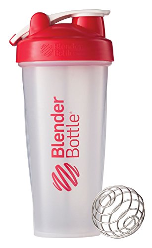 BlenderBottle Classic Loop Top Shaker Bottle, Clear/Red, 28-Ounce Loop Top