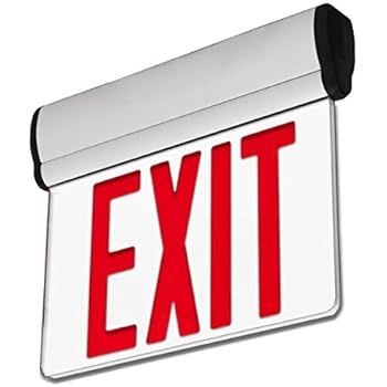 LFI Lights - UL Certified - Hardwired Edge Light Red LED Exit Sign - Rotating Panel - Battery Backup - ELRTR