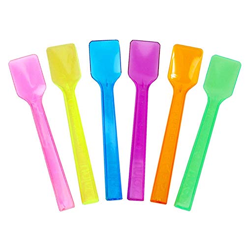 [100 Count] Transparent Mixed Plastic Gelato Spoons 6 Color