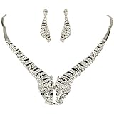 EVER FAITH Women's Austrian Crystal Enamel Tiger Lover Necklace Earrings Set Clear Silver-Tone