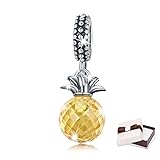 BAMOER Dazzling Summer of Love Pineapple 925 Sterling Silver Fruit Charms Bead for DIY Bracelet
