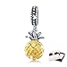 BAMOER Dazzling Summer of Love Pineapple 925 Sterling Silver Fruit Charms Bead for DIY Bracelet
