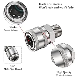 Hotop 2 Sets NPT 3/8 Inch Stainless Steel Male and