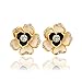 Scheppend 18k White Gold Plated Flower Shaped with Black or yellow Color Earring Stud