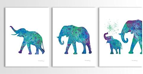 Elephant Nursery Art, Elepahnt Wall Art, Elephant Family, Elephant Painting, Elephant Gift, Set of Three Limited Edition Watercolor Art Prints