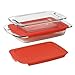 Pyrex Easy Grab 4-Piece Value Pack, includes 1-ea 3-qt Oblong, 2-qtOblong, Red Plastic Covers