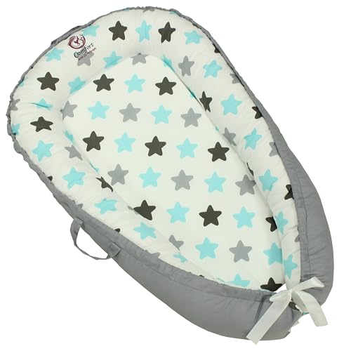 Baby Lounger for Newborn – 100% Cotton, Breathable & Soft Infant Lounger Cover, 0-24 Months Play Mat, Portable Travel, Babies Essentials Gifts (Stars and Sky Texture)