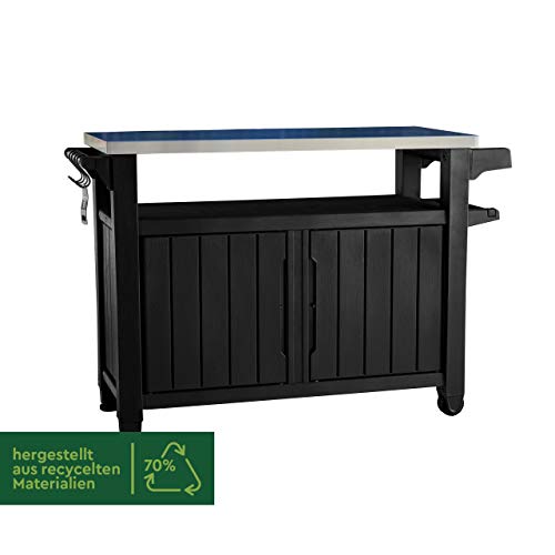 Keter BBQ Beistelltisch Unity XL, Abmessungen 134x51.7x89.6cm, Graphitgrau, wetterfest, Arbeitsplatte aus Edelstahl… – Bild 4