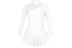 renvena Kids Girls Figure Ice Skating Leotard Dress Mock Neck Long Sleeve Performance Uniform Dancing Outfits