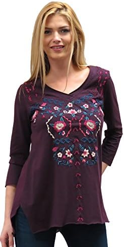 Larissa Embroidered Tunic (Extra Small, Oxblood)