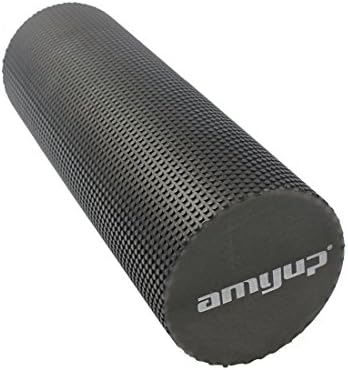 Amyup High Density Foam Roller in Color Black, Yoga Roller Surface with Massage Floating Point, Perfect for Yoga Pilates Therapy, 12 Inches Long
