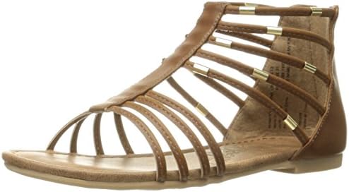Miss Vogue Jemma Gladiator Sandal (Little Kid/Big Kid), Brown, 1 M US Little Kid