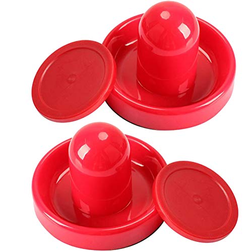 DoubleWood Air Hockey Pushers and Red Air Hockey Pucks Great Goal Handles Paddles Replacement Accessories for Game Tables (Diameter 2.4"/60mm)