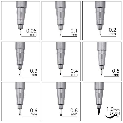9pcs 0.05mm-Brush Hand Drawing Pen Set, Doraking Precision Micro-Line Pens, Fineliner, Calligraphy Pens for Painting Drawing Artist Illustration, Office Documents, Scrapbooking, Sketch(Sketch Pens) - Thumbnail 6