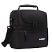 MIER 2 Compartment Lunch Bag for Men Women, Leakproof Insulated Cooler Bag for Work, School, Black