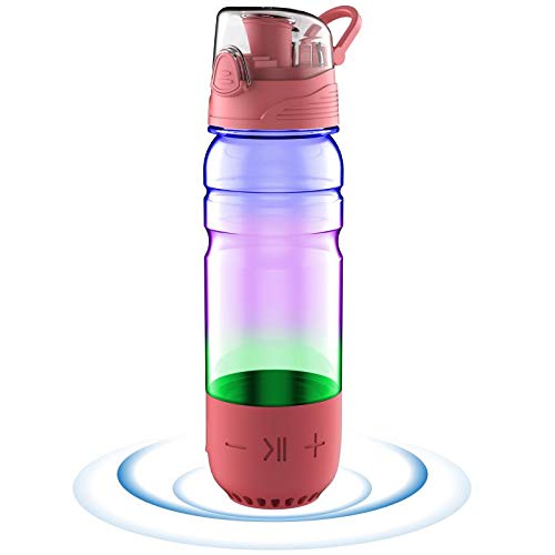 ICEWATER 3-in-1 Smart Water Bottle(Glows to Remind You to Stay Hydrated)+Bluetooth Speaker+ Dancing Lights,22 oz,Stay Hydrated and Enjoy Music,Great Gift (Pink)