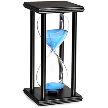 BOJIN 60 Minute Hourglass Sand Timer Wooden Black Stand Hourglass Clock for Office Kitchen Decor Home - Blue Sand