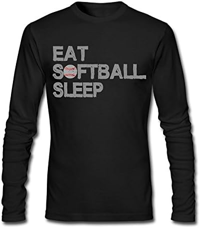 Eat. Sleep. Softball Mens Cotton Long-Sleeve T-Shirt Athletic Graphic Tee Crew Neck S
