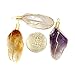 Set of 3 - Quartz, Citrine and Amethyst Point Wire Wrapped Gold Toned Pendant w/RP COA