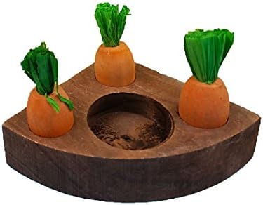 Cute Carrot Garden Decoration Semi- Round Wooden Feeding Bowl Suitable for Hamster, Hedgehog, Chinchilla