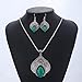 YAZILIND Jewelry Sets Silver Plated Retro Green Synthesis-Turquoise Flower Pendant Necklace Drop Earrings Bracelet