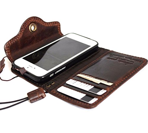Genuine Real Leather Case for Iphone 5s 5c Book Wallet closure