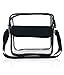 Stadium Approved Clear Messenger Bag/Large 10 Inches Cross Shoulder/Event Security Compliant/Transparent (Black)