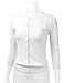 FLORIA Women's Button Down 3/4 Sleeve Crew Neck Knit Cardigan Sweater White L